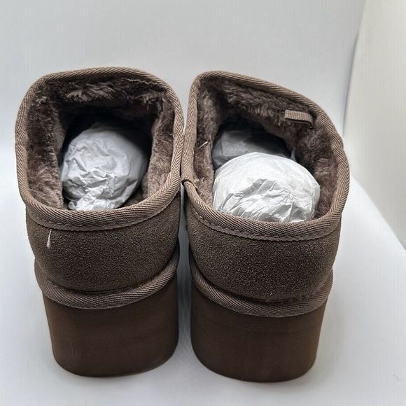 CUSHIONAIRE Women's Genuine Suede Cozy Mule Platform +Memory Foam 11 TAUPE - Picture 4 of 7